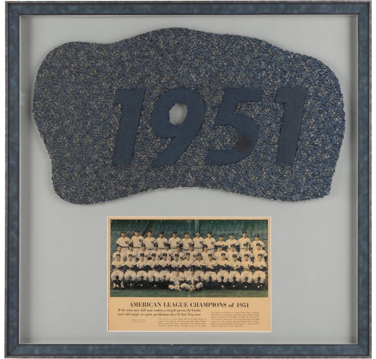 1951 New York Yankees Championship Year Yankee Stadium Carpet Framed Steiner COA