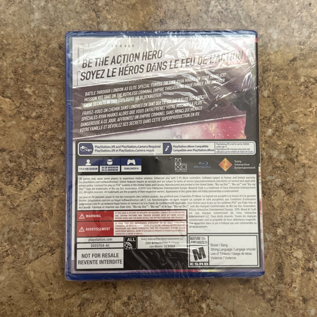 Blood & Truth for Sony PlayStation 4 VR PS4 Virtual Reality NEW SEALED Game Disc