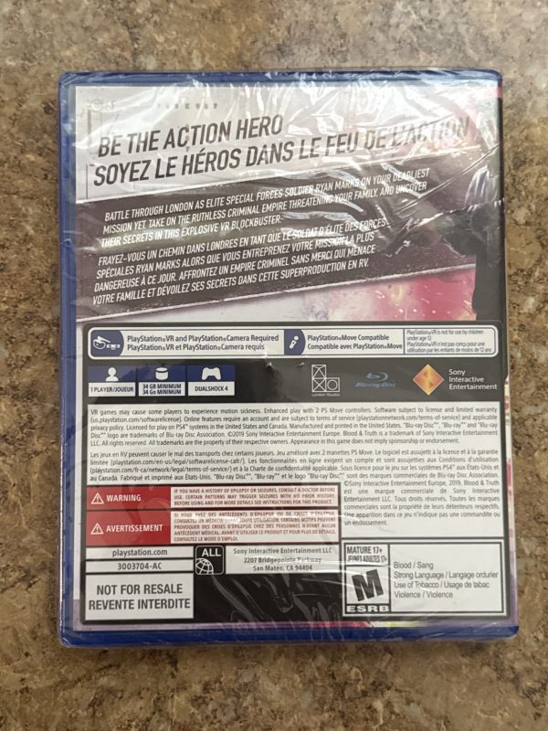 Blood & Truth for Sony PlayStation 4 VR PS4 Virtual Reality NEW SEALED Game Disc