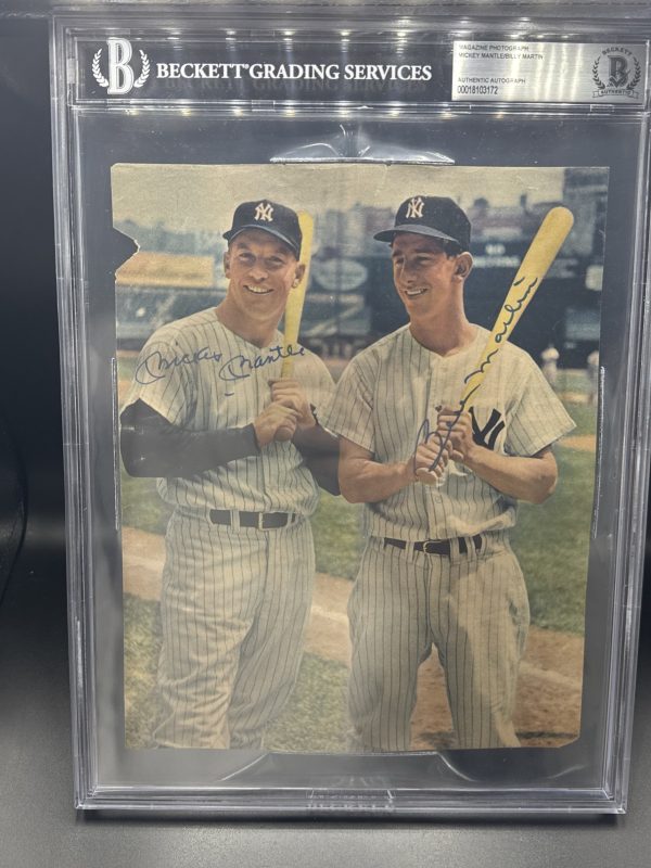Mickey Mantle Billy Martin Signed Vintage Photo New York Yankees Beckett BGS