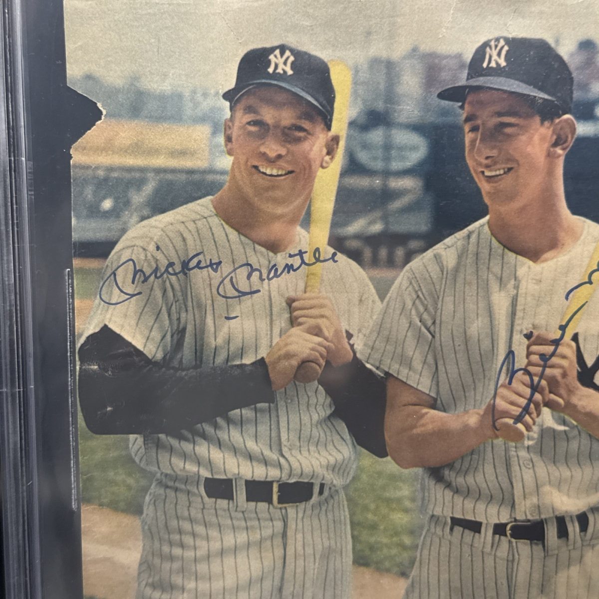 Mickey Mantle Billy Martin Signed Vintage Photo New York Yankees Beckett BGS