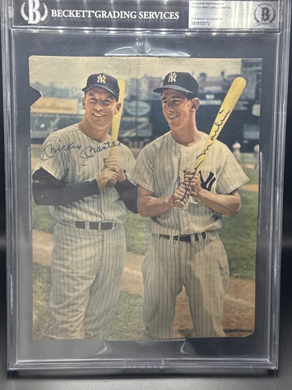 Mickey Mantle Billy Martin Signed Vintage Photo New York Yankees Beckett BGS