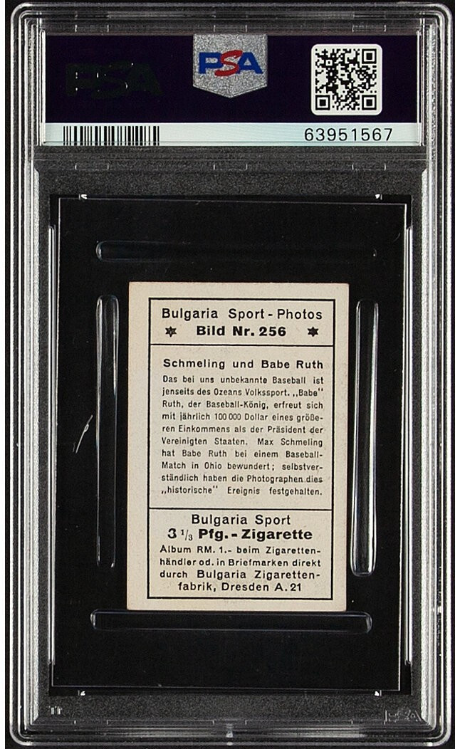 1932 Bulgaria Sport Max Schmeling & Babe Ruth #256 PSA VG-EX 4