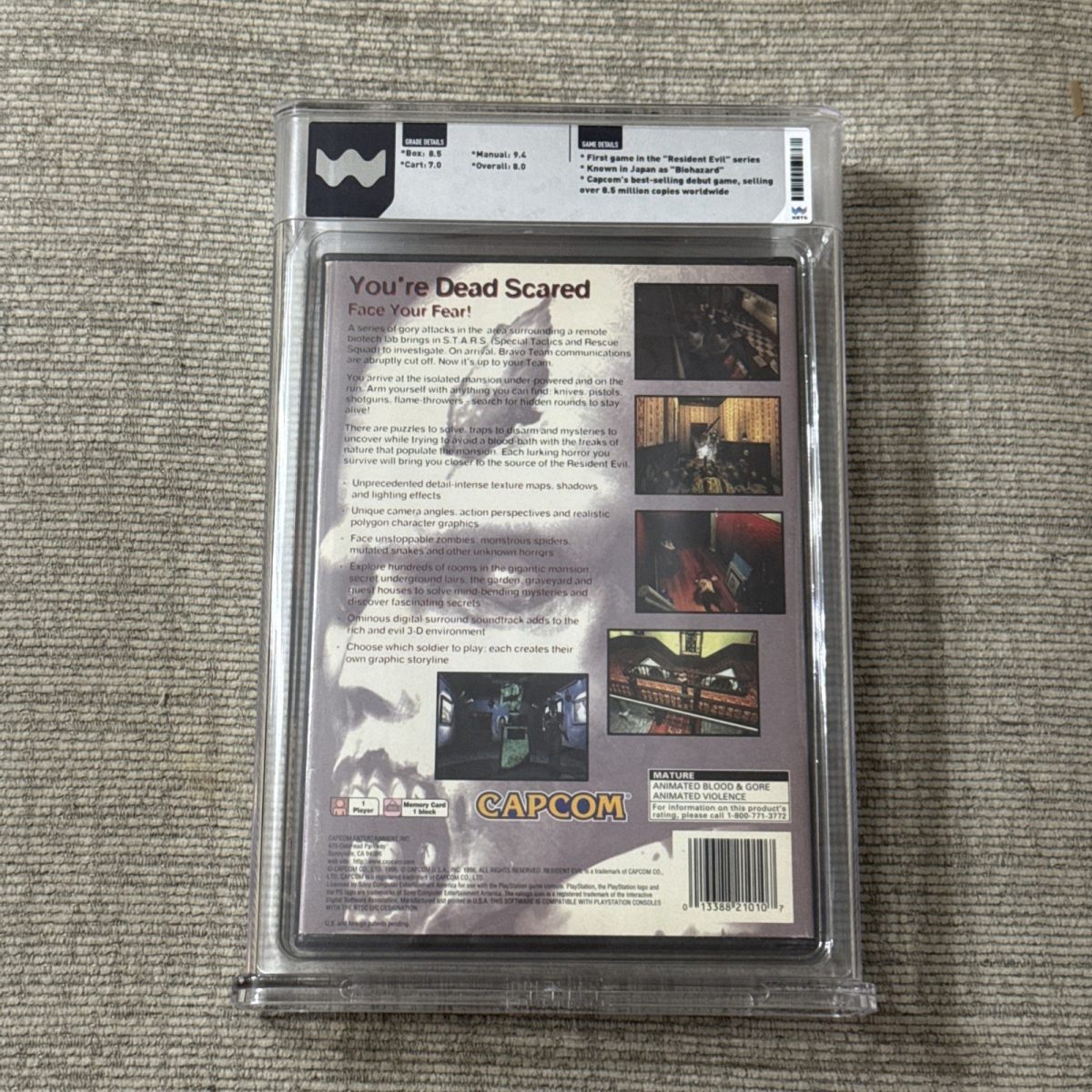 Resident Evil PS1 Sony PlayStation Long Box CIB WATA 8.0 (USA early 1st Print)