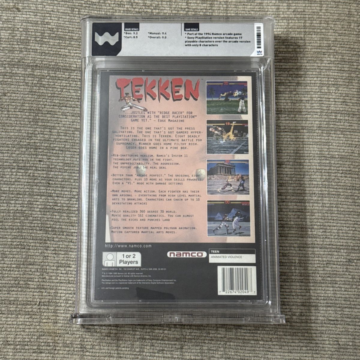 Tekken 1 Sony PlayStation 1 PS1 1995 Long Box CIB Complete WATA 9.0 MINT