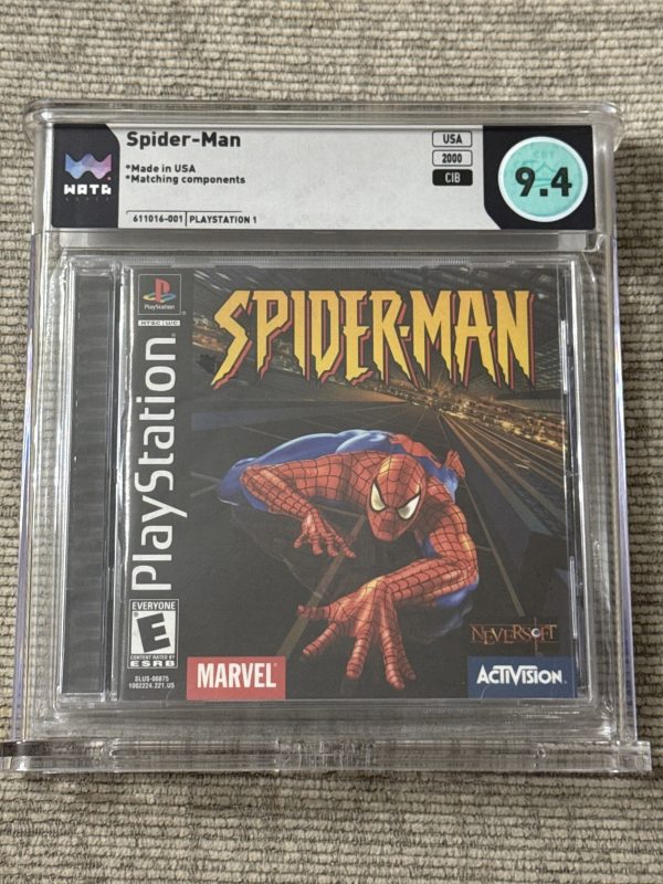 Spider-Man (SONY PlayStation 1, 2000) PS1 BLACK LABEL COMPLETE CIB NEW WATA 9.4