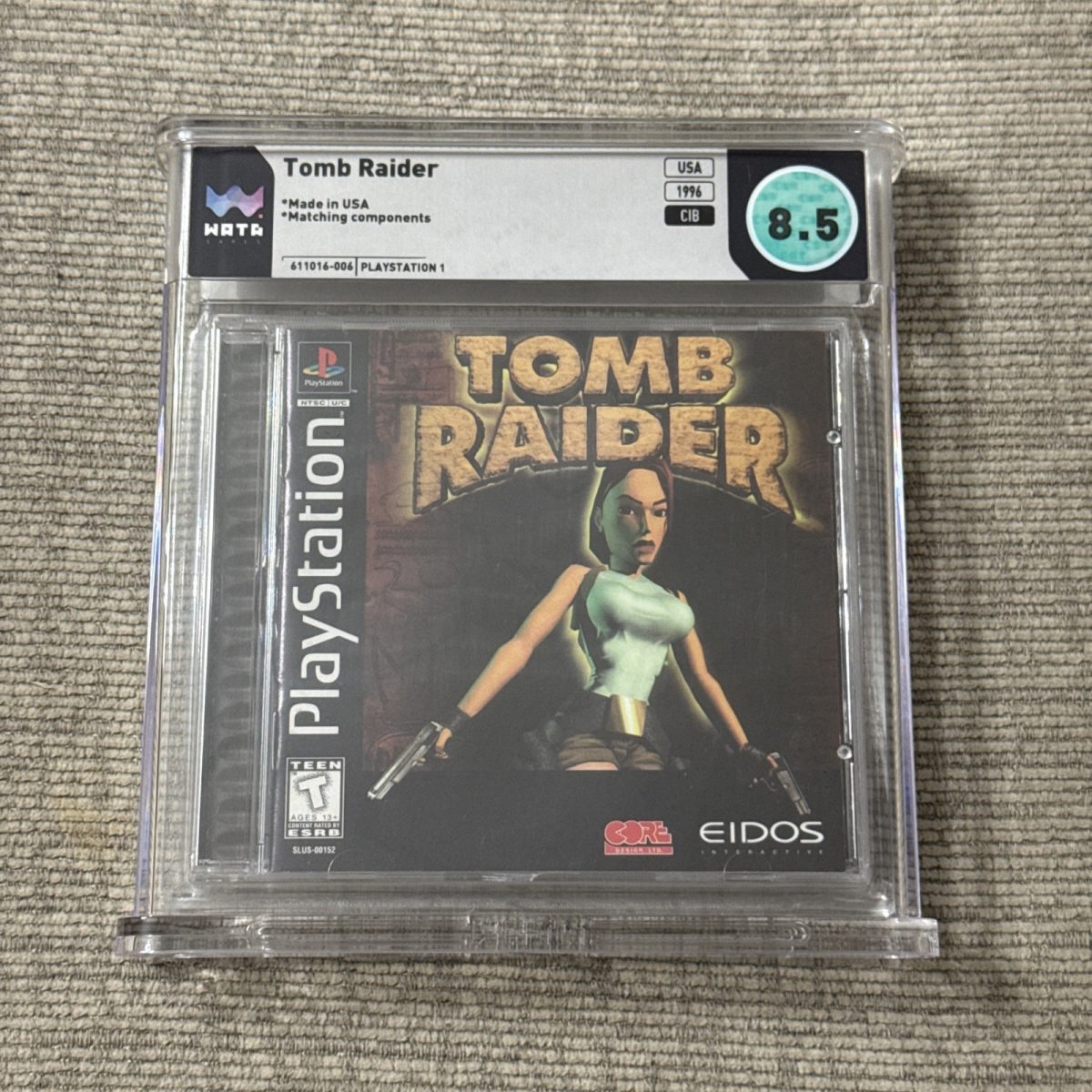 Tomb Raider Original Sony PlayStation PS1 Black Label WATA 8.5 CIB Complete