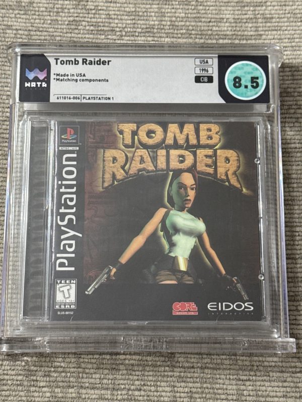 Tomb Raider Original Sony PlayStation PS1 Black Label WATA 8.5 CIB Complete
