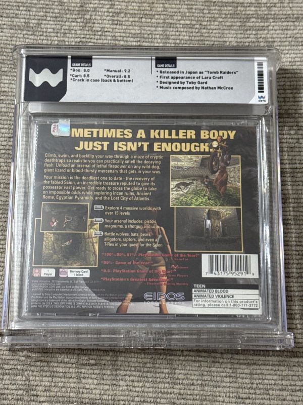 Tomb Raider Original Sony PlayStation PS1 Black Label WATA 8.5 CIB Complete