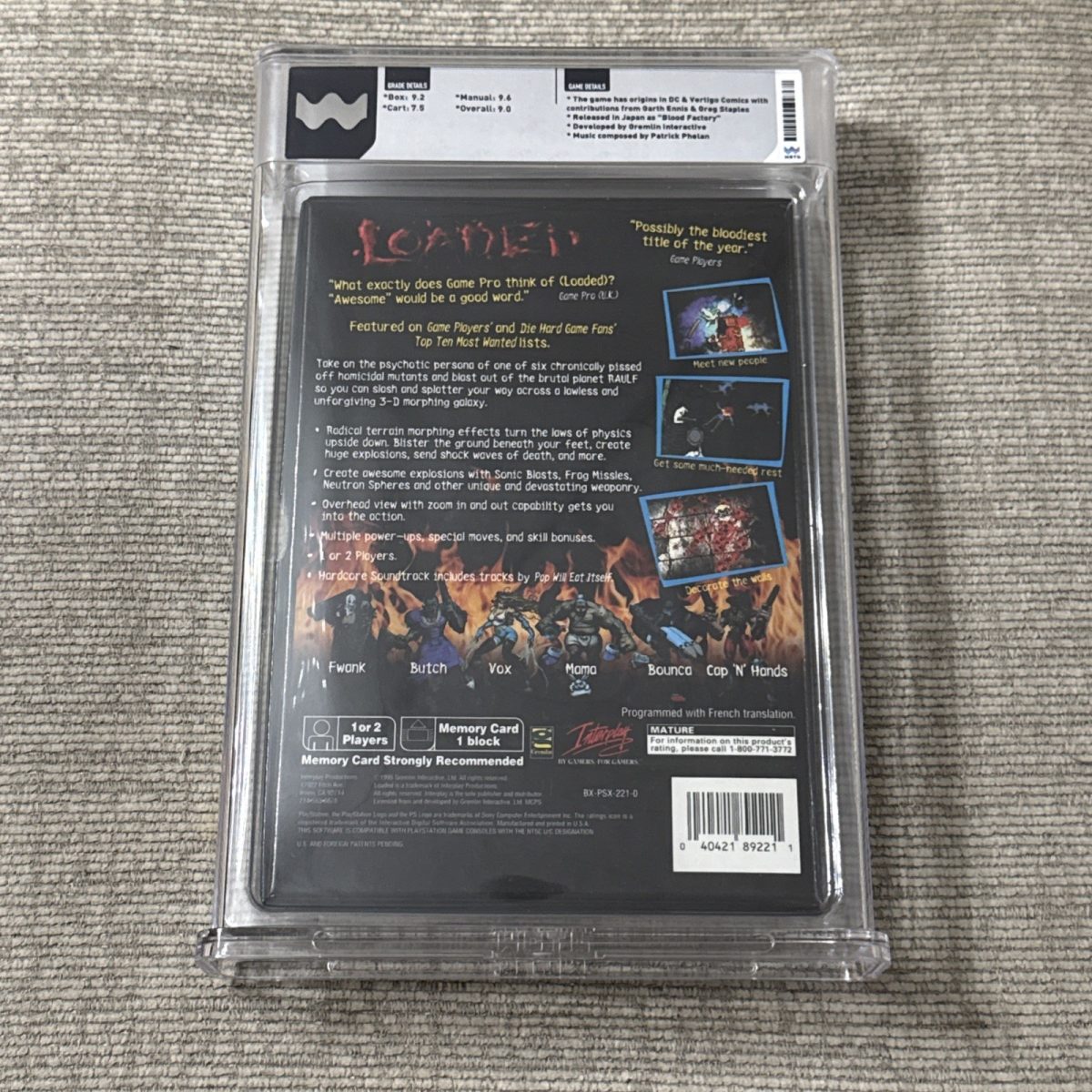 Loaded (Sony PlayStation 1, 1996) - Complete CIB Longbox WATA 9.0 MINT