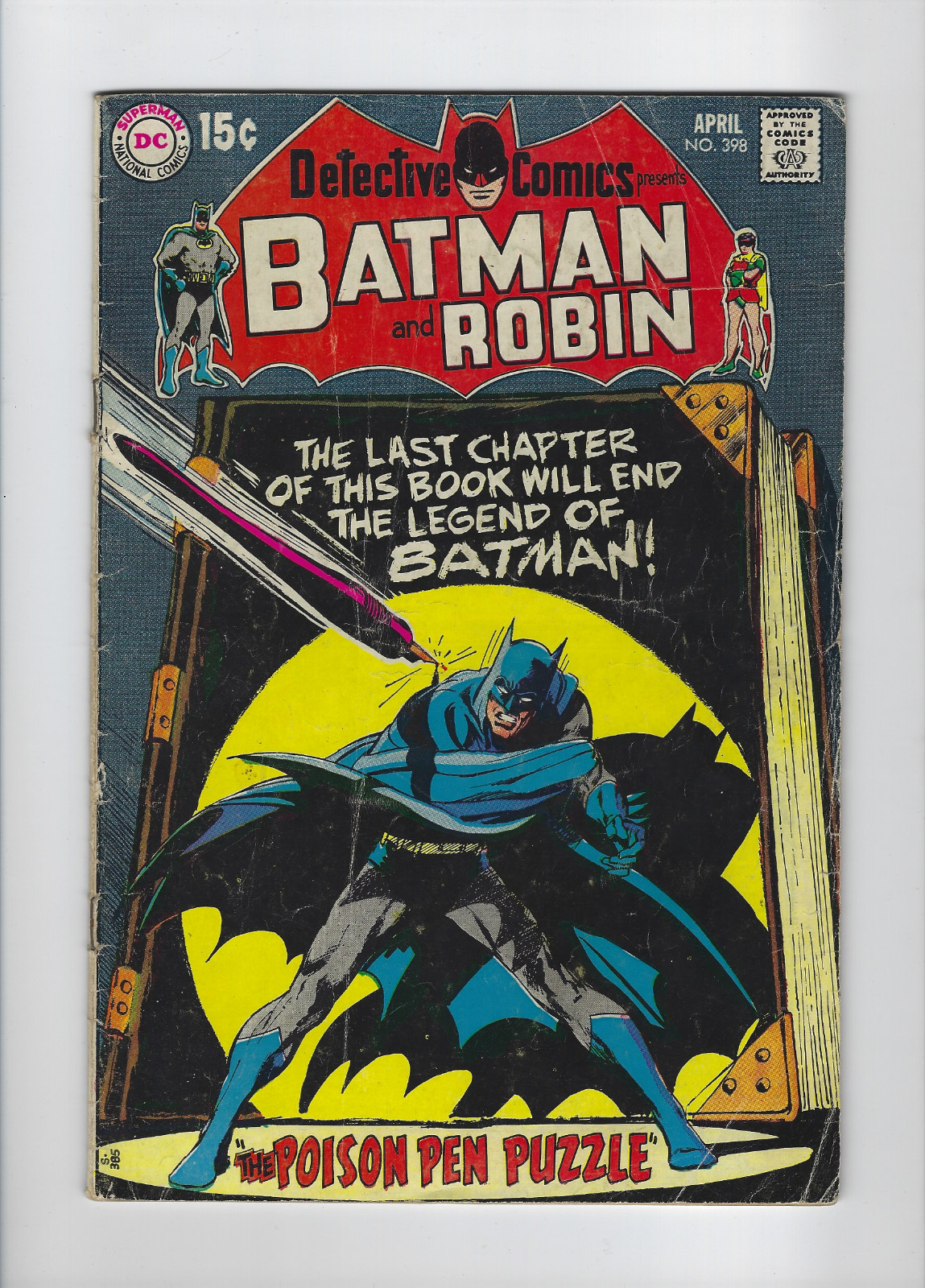 DETECTIVE COMICS #398 1970 DC Batman Neal Adams Cover Art