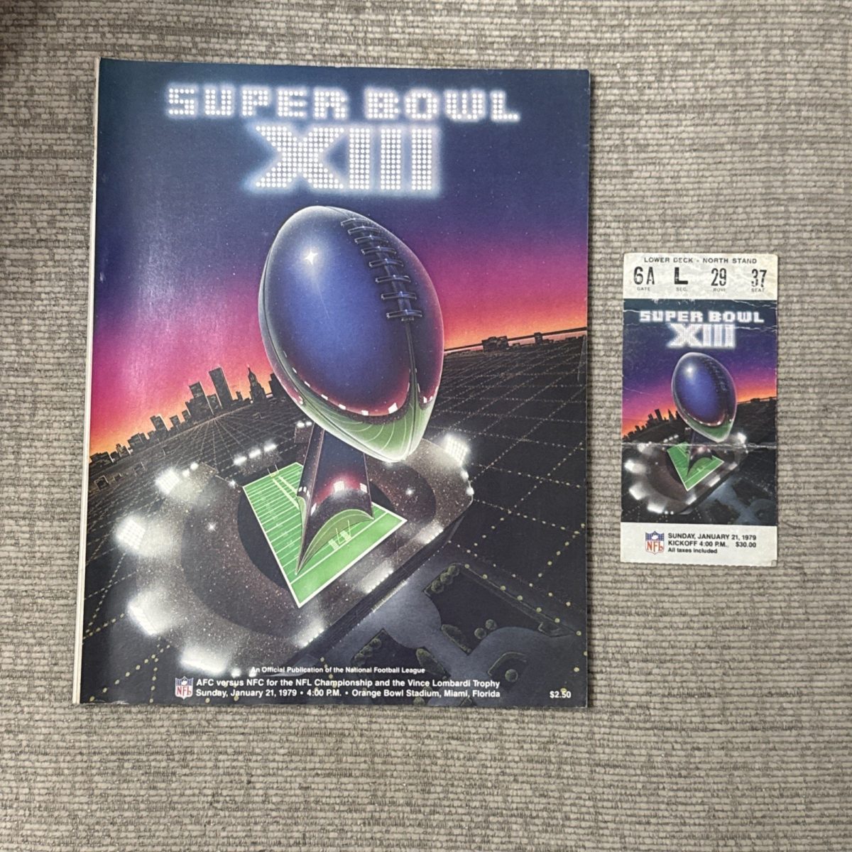 1979 Super Bowl XIII Official Game Program And Game Ticket At Miami, Florida