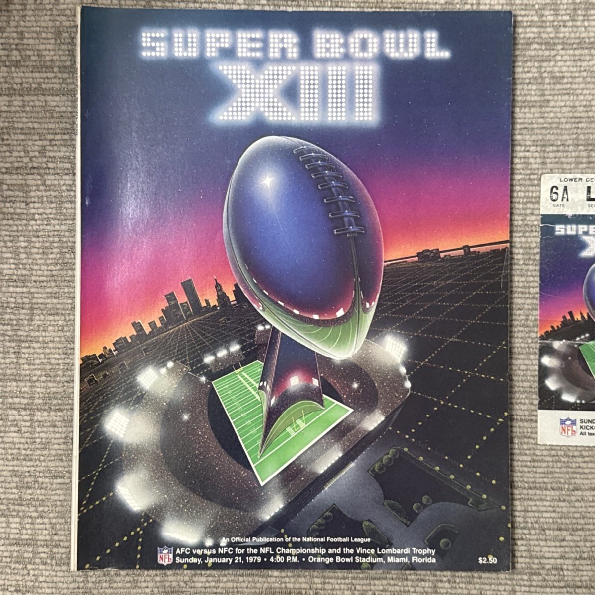 1979 Super Bowl XIII Official Game Program And Game Ticket At Miami, Florida