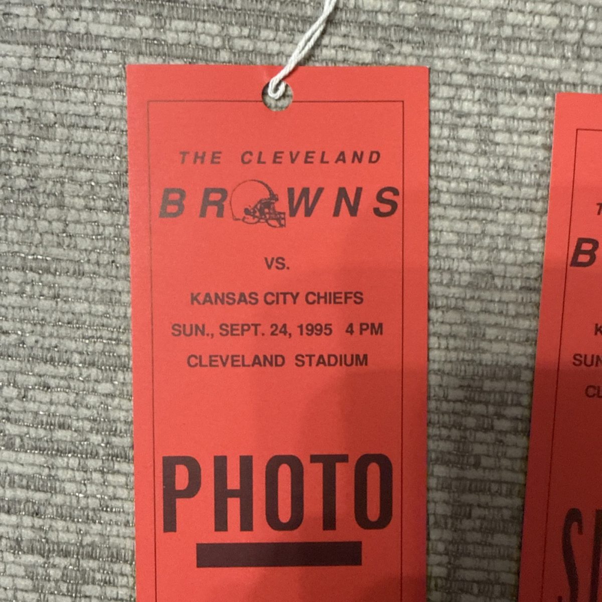 1995 Cleveland Browns Vs Kansas City Chiefs Photo Sideline TV Passes / Tickets