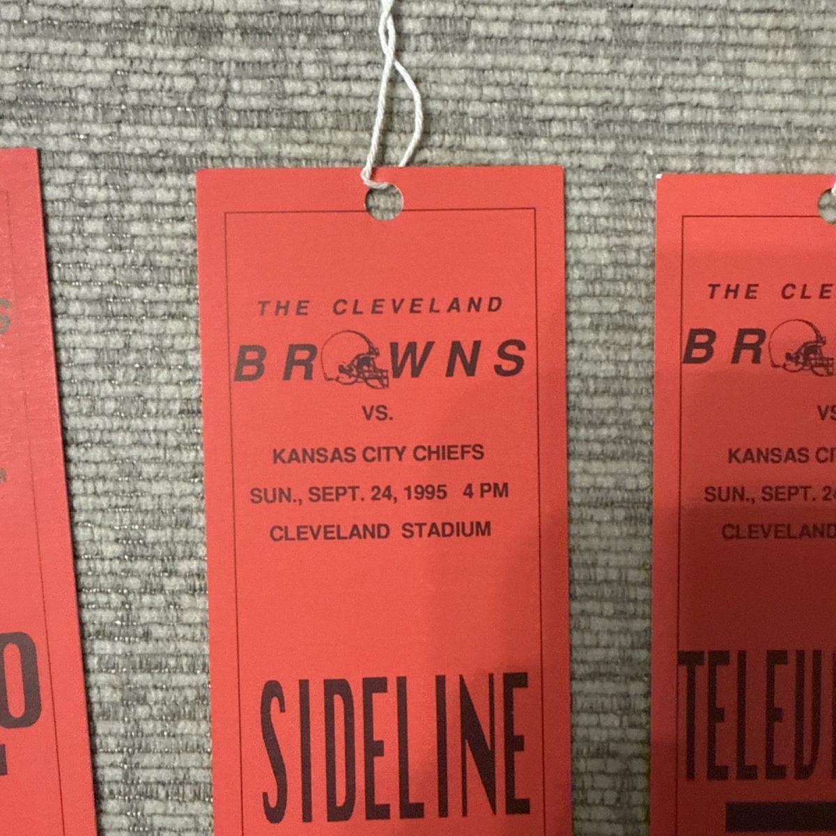 1995 Cleveland Browns Vs Kansas City Chiefs Photo Sideline TV Passes / Tickets