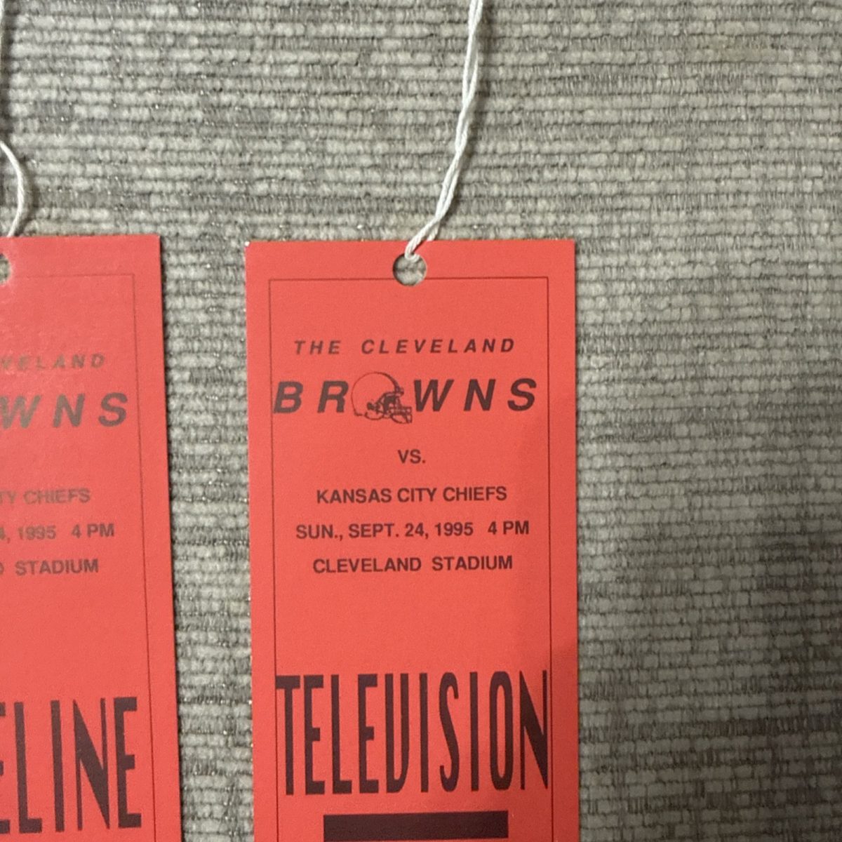1995 Cleveland Browns Vs Kansas City Chiefs Photo Sideline TV Passes / Tickets