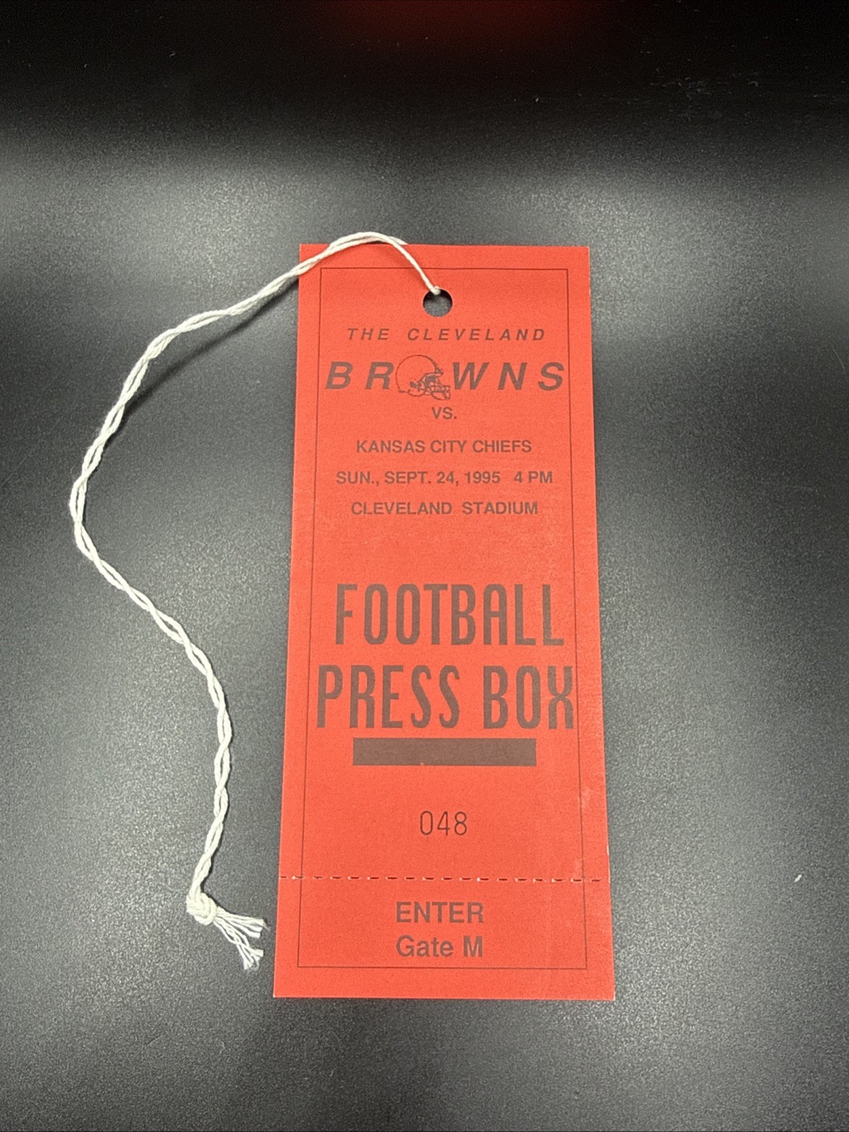 1995 Cleveland Browns Vs Kansas City Chiefs Press Pass Un-Used MINT