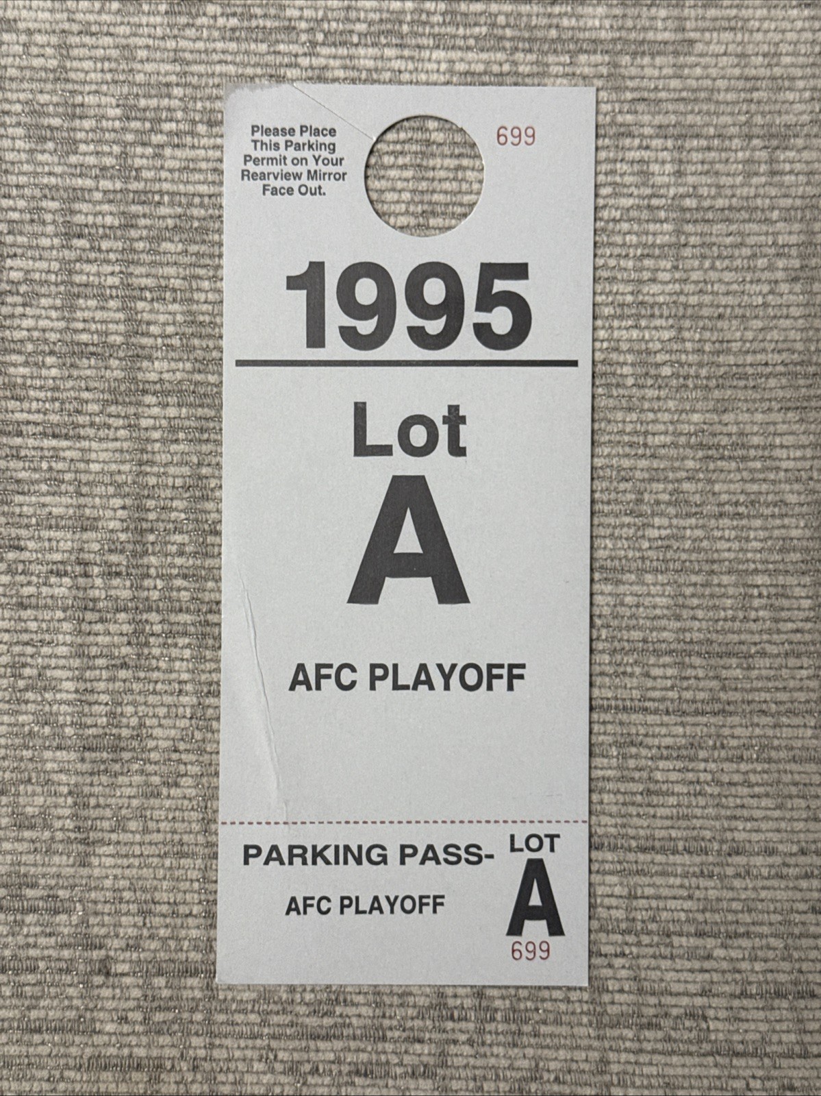 1995 Clevelsnd Browns Municipal Stadium AFC Playoff Lot A Parking Pass