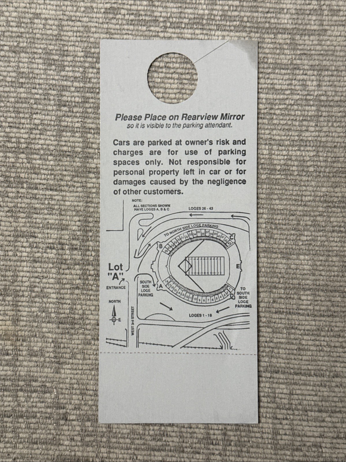 1995 Clevelsnd Browns Municipal Stadium AFC Playoff Lot A Parking Pass