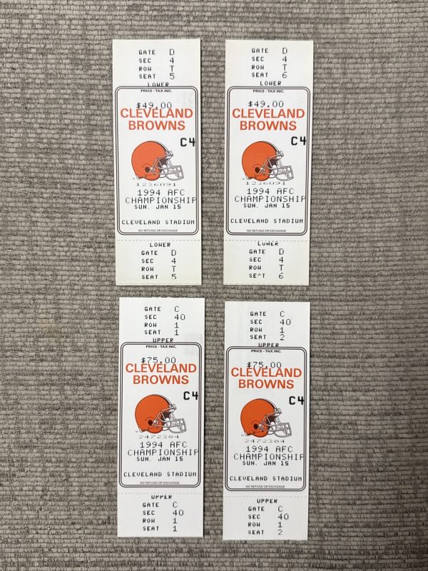 1994 Jan 15 Cleveland Browns Stadium AFC Championship Phantom Football Tickets