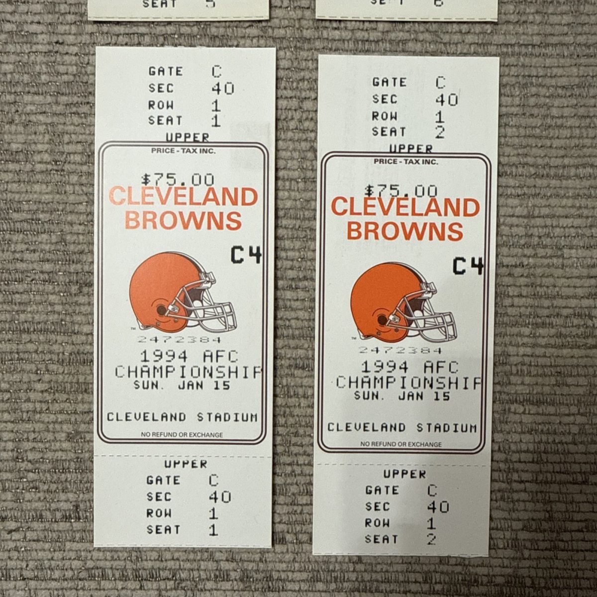 1994 Jan 15 Cleveland Browns Stadium AFC Championship Phantom Football Tickets