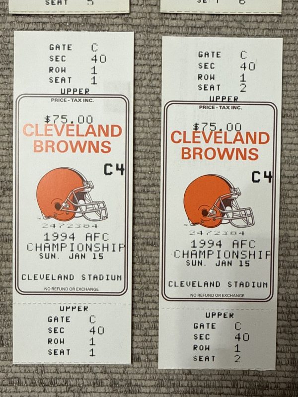 1994 Jan 15 Cleveland Browns Stadium AFC Championship Phantom Football Tickets