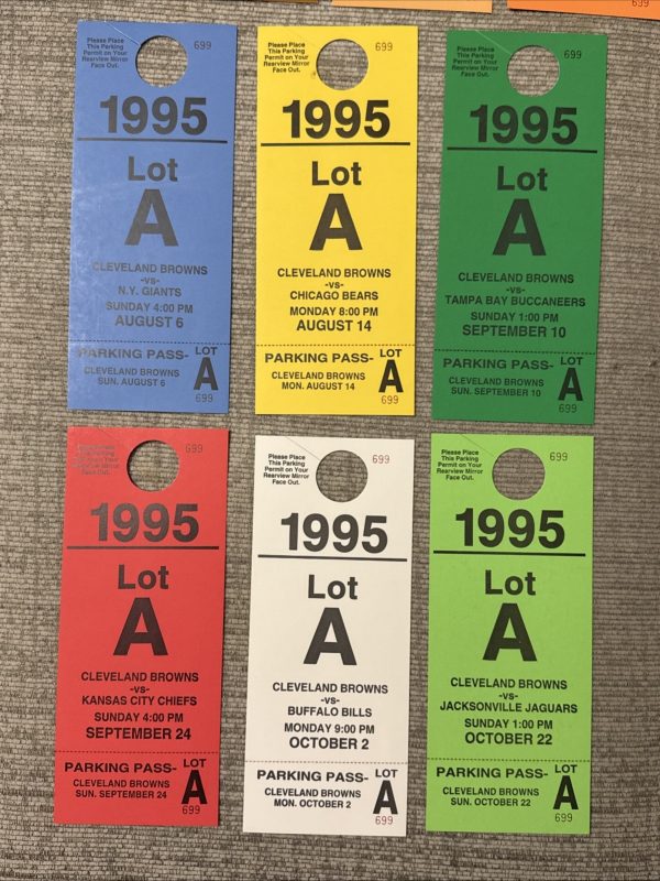 10x 1995 Cleveland Browns Lot A Parking Passes - Giants Bills Chiefs Bears Ect