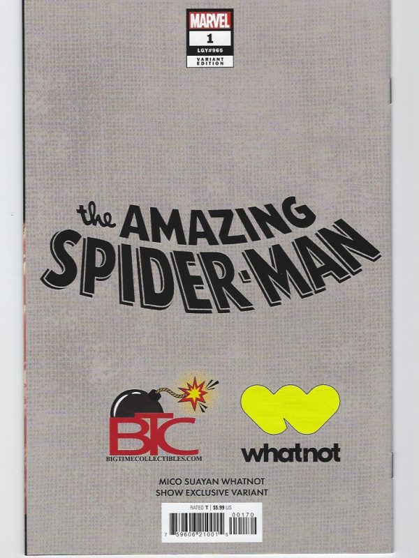 AMAZING SPIDERMAN 1 MICO SUAYAN B&W VIRGIN SECRET DROP C2E2 SIGNED W/ COA