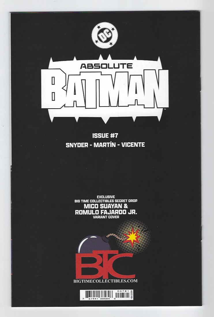 ABSOLUTE BATMAN 7 MICO SUAYAN B&W VIRGIN SECRET DROP C2E2 VARIANT NM 2025 #/500