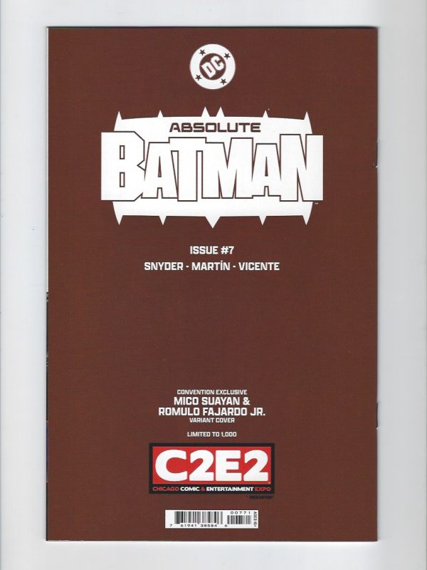 ABSOLUTE BATMAN #7 - MICO SUAYAN - VIRGIN C2E2 EXCLUSIVE LTD TO 1000 - IN HAND