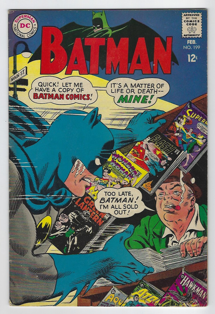 Batman #199 Unrestored Silver Age Superhero Vintage DC Comic 1968 VG-