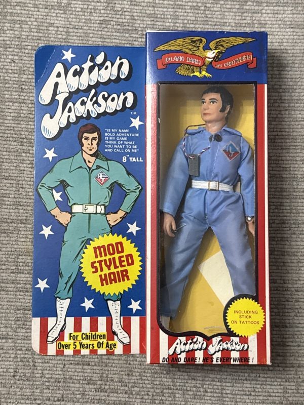 1971 MEGO ACTION JACKSON 8" FIGURE NEW IN BOX w/ included tattoos