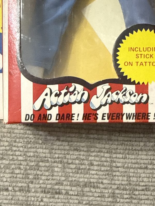 1971 MEGO ACTION JACKSON 8" FIGURE NEW IN BOX w/ included tattoos
