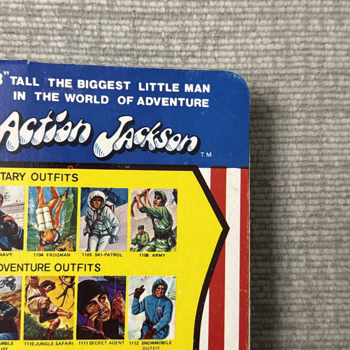 1971 MEGO ACTION JACKSON 8" FIGURE NEW IN BOX w/ included tattoos