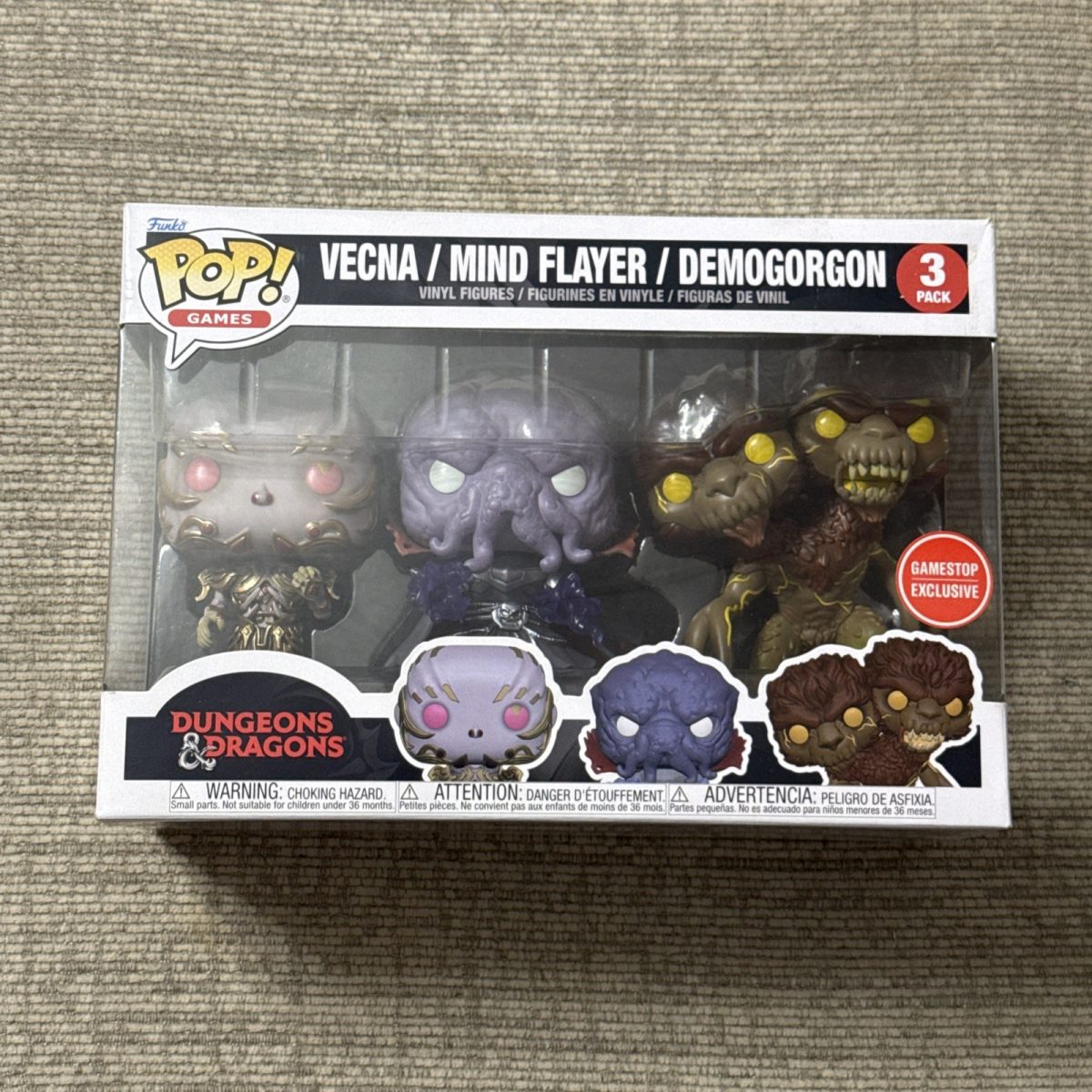 Funko Pop! Games Dungeons & Dragons Vecna, Mind Flayer, Demogorgon 3-Pack