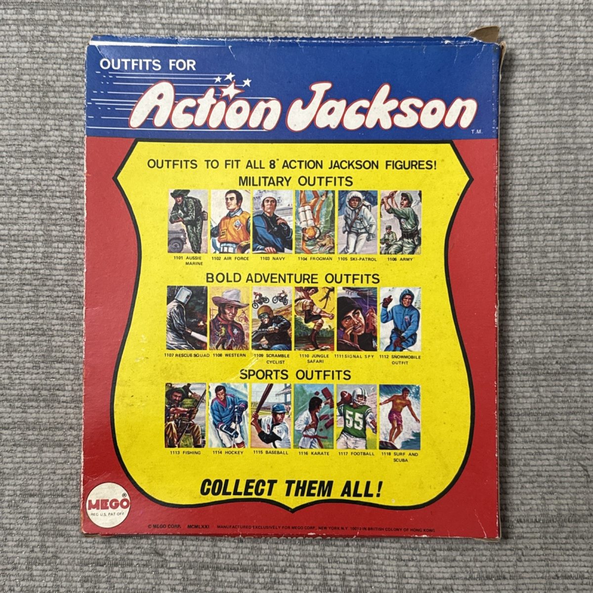 VINTAGE MEGO ACTION JACKSON HOCKEY OUTFIT FOR 8" ACTION FIGURES 1971 MEGO CORP.