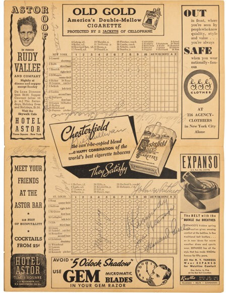 1939 Babe Ruth Multi-Signed New York Yankees Program PSA/DNA Gem Mint 10 Auto