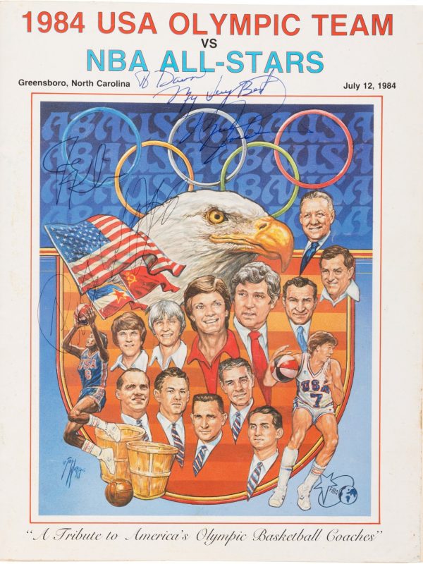 1984 Michael Jordan Signed USA Olympic Team vs. NBA All-Stars Program & Ticket