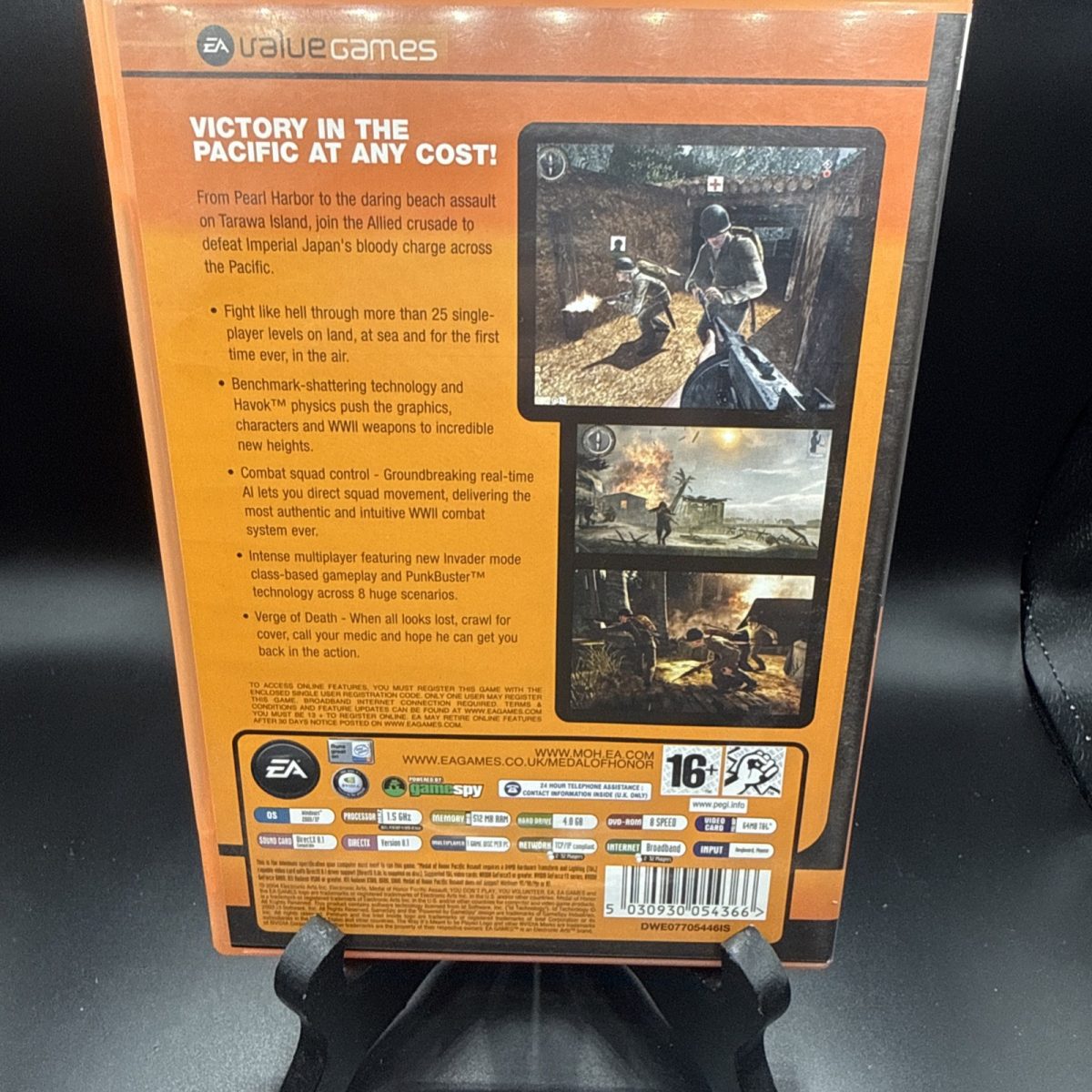 PC DVD Rom - Medal of Honor Pacific Assault - Rated M - G/VGC - Manual Included