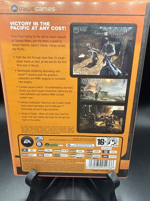 PC DVD Rom - Medal of Honor Pacific Assault - Rated M - G/VGC - Manual Included