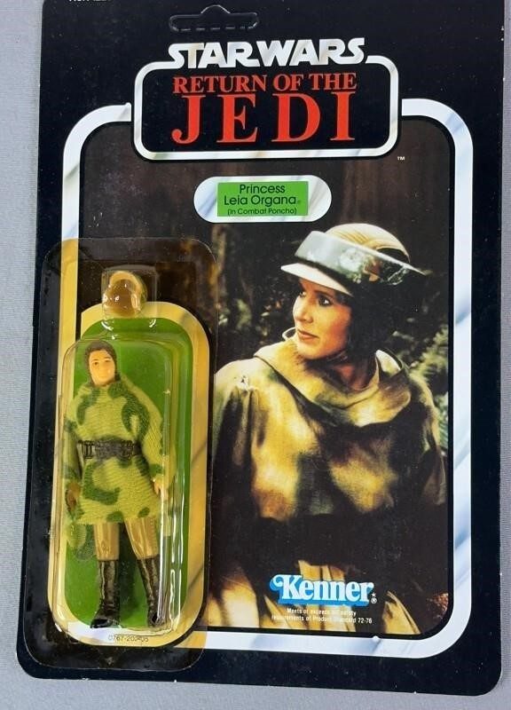 Princess Leia Organa Vintage 1983 Star Wars 77 Back ROTJ Poncho Unpunched Crack