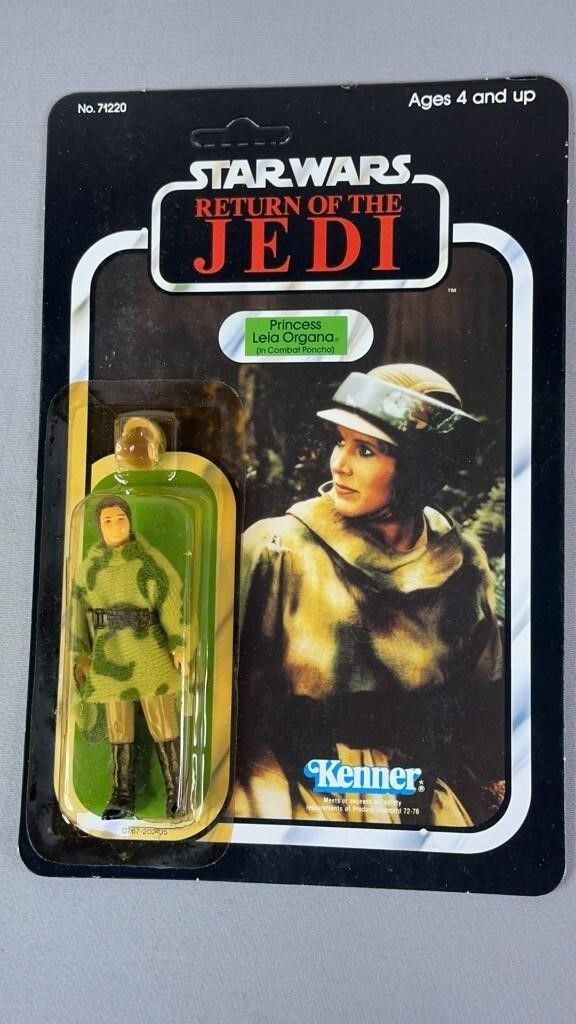 Princess Leia Organa Vintage 1983 Star Wars 77 Back ROTJ Poncho Unpunched Crack