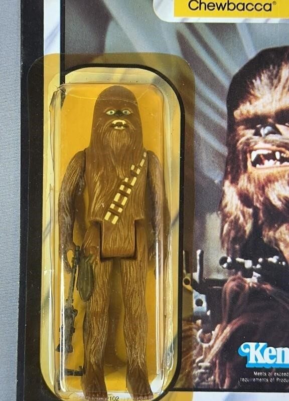 Star Wars ROTJ Chewbacca 65 back Unpunched 1983 Kenner Action Figure Cracked