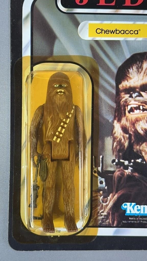 Star Wars ROTJ Chewbacca 65 back Unpunched 1983 Kenner Action Figure Cracked