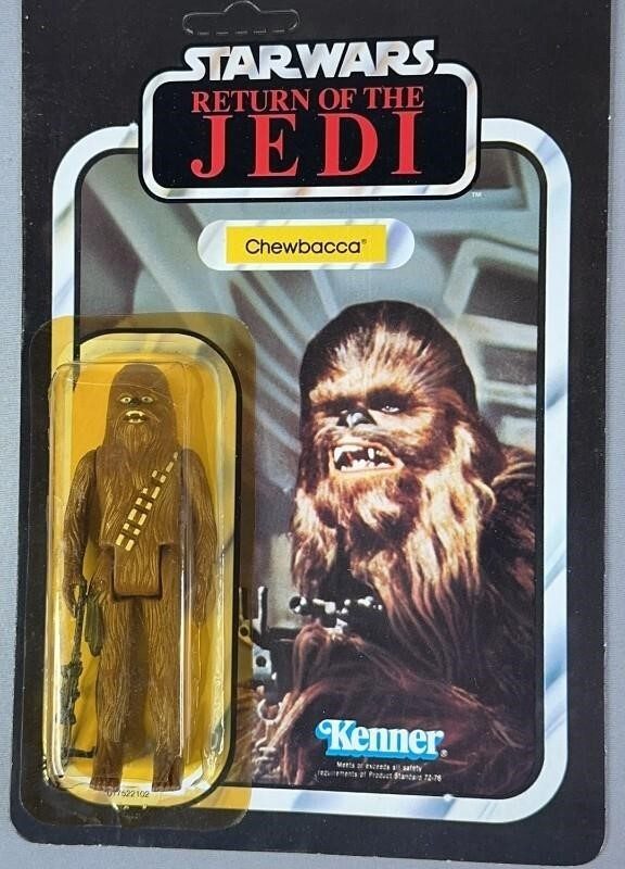 Star Wars ROTJ Chewbacca 65 back Unpunched 1983 Kenner Action Figure Cracked