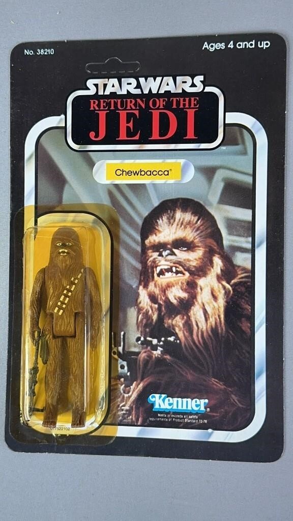 Star Wars ROTJ Chewbacca 65 back Unpunched 1983 Kenner Action Figure Cracked