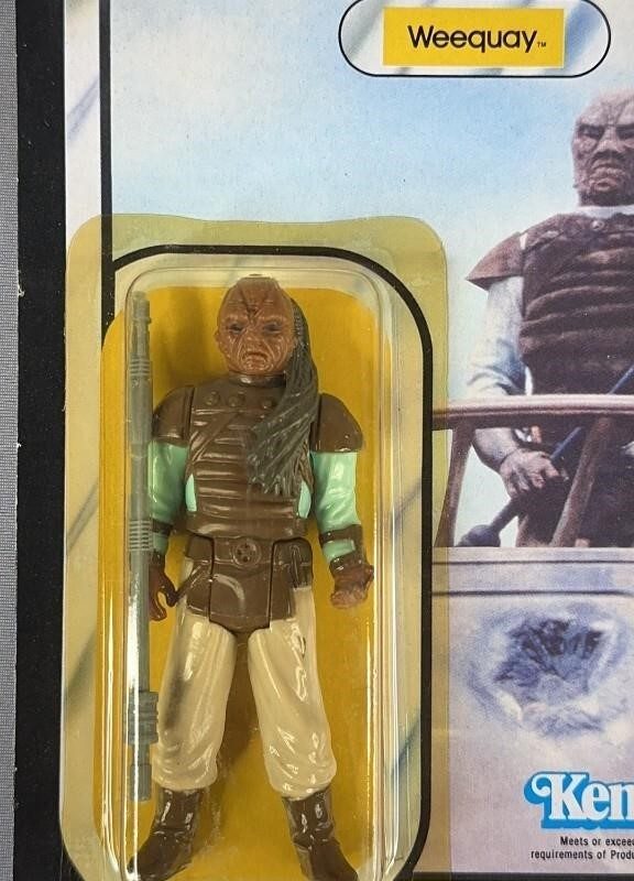 1983 Star Wars ROTJ Weequay Action Figure 65B Card Back Unpunched Kenner MINT