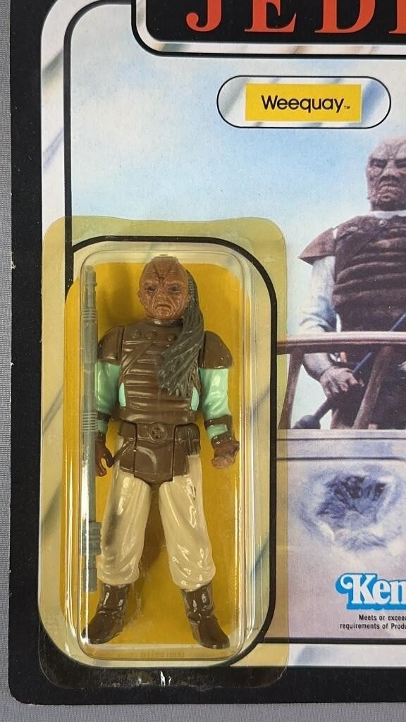 1983 Star Wars ROTJ Weequay Action Figure 65B Card Back Unpunched Kenner MINT