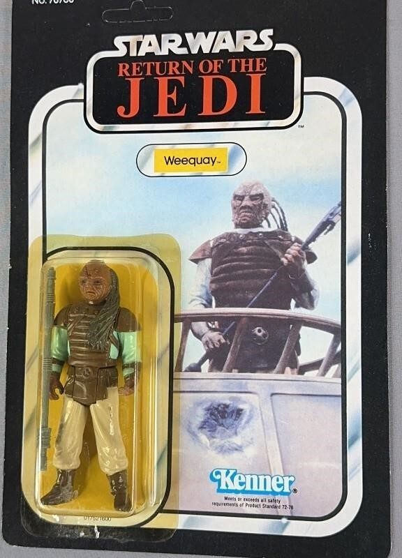 1983 Star Wars ROTJ Weequay Action Figure 65B Card Back Unpunched Kenner MINT
