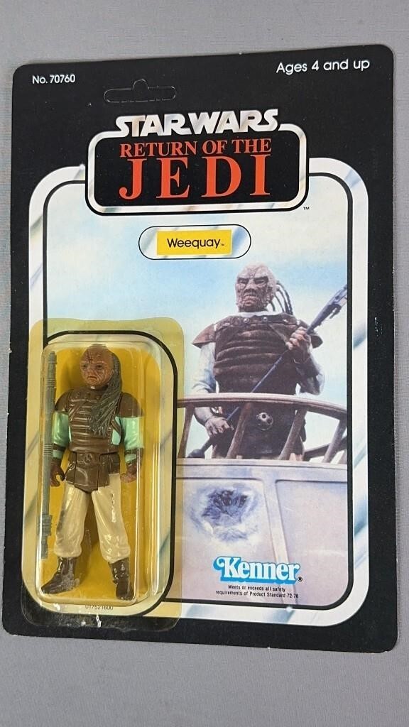 1983 Star Wars ROTJ Weequay Action Figure 65B Card Back Unpunched Kenner MINT